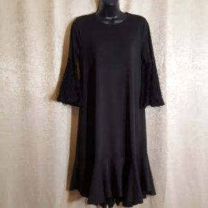 LulaRoe Maurine Black Lace Sleeve Dress sz XS